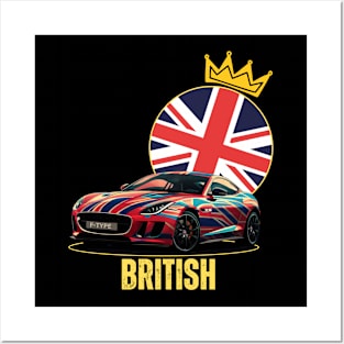 Jaguar F-Type - British Flag Posters and Art